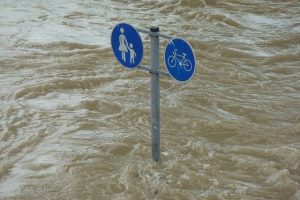 Flooded street in UK